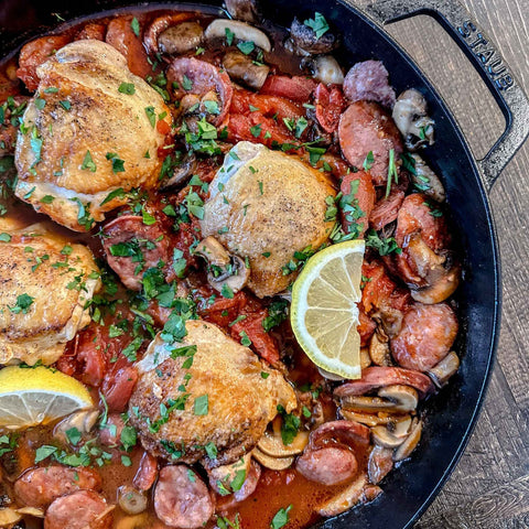 Braised Chicken with Mushrooms - Olive Branch Oil & Spice