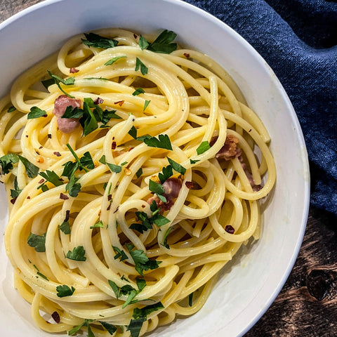 Bucatini Carbonara - Olive Branch Oil & Spice