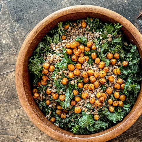 Crispy Chickpea and Farro Salad - Olive Branch Oil & Spice