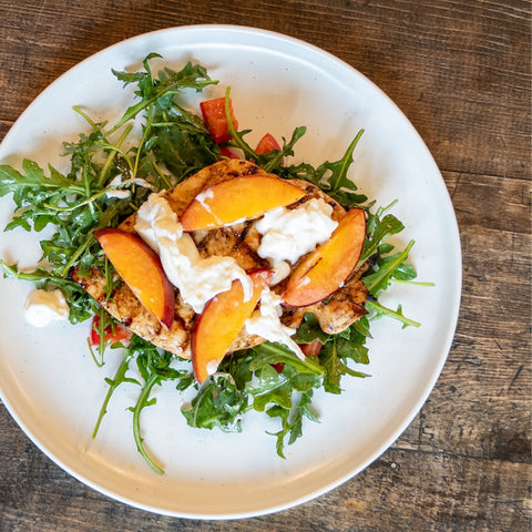 Grilled Peach Burrata Chicken - Olive Branch Oil & Spice