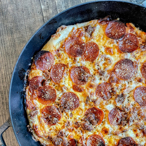 Grilled Sausage and Pepperoni Pizza - Olive Branch Oil & Spice