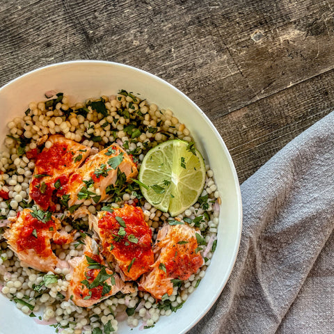 Harissa Salmon with Herbed Couscous - Olive Branch Oil & Spice