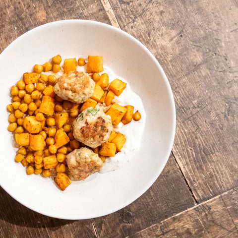 Herby Chicken Meatball Bowls - Olive Branch Oil & Spice