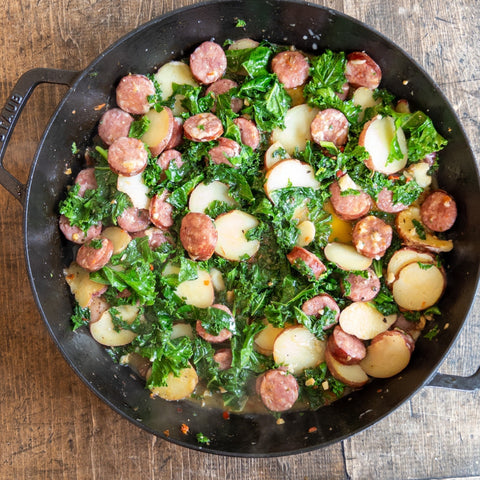 Kielbasa, Potatoes and Kale - Olive Branch Oil & Spice