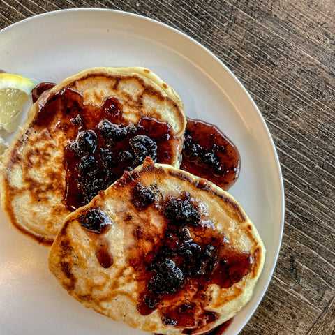 Pancakes with Blueberry Lemon Syrup