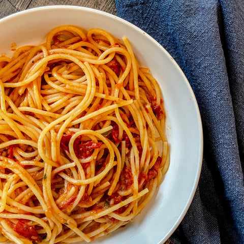 Roasted Tomato Garlic Spaghetti - Olive Branch Oil & Spice