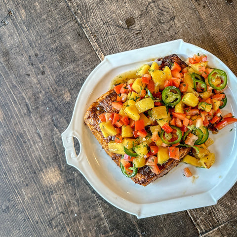 Salmon with Mango Salsa - Olive Branch Oil & Spice