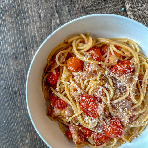 Tomato Pancetta Pasta - Olive Branch Oil & Spice