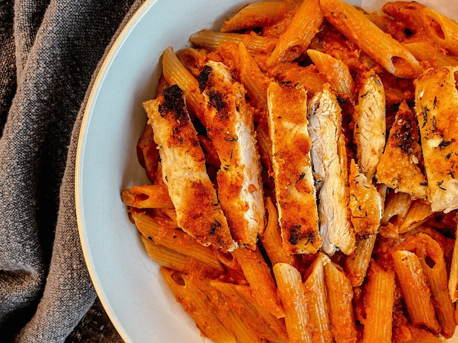 Penne Rosa with Parmesan Chicken – Olive Branch Oil & Spice