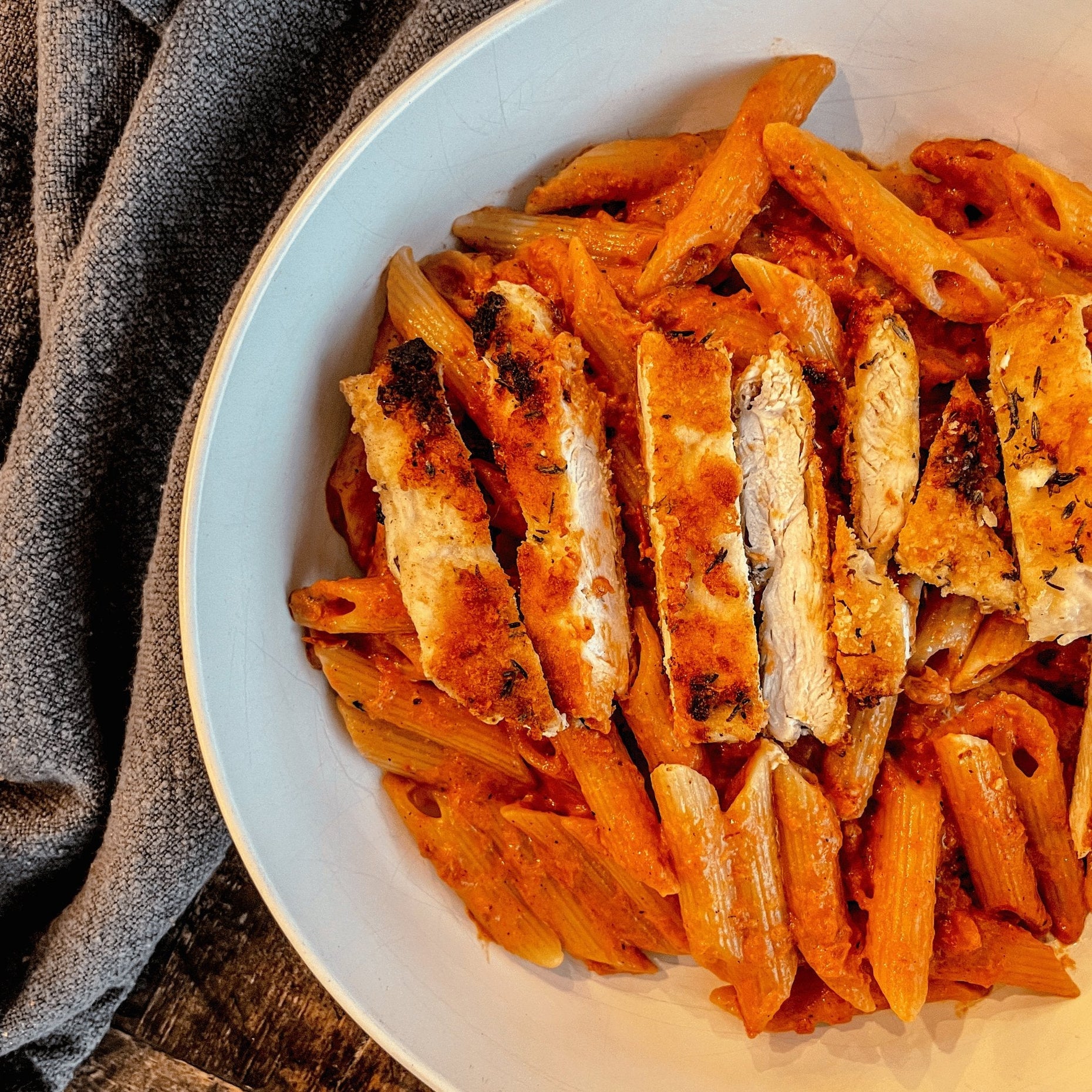 Penne Rosa with Parmesan Chicken Olive Branch Oil & Spice