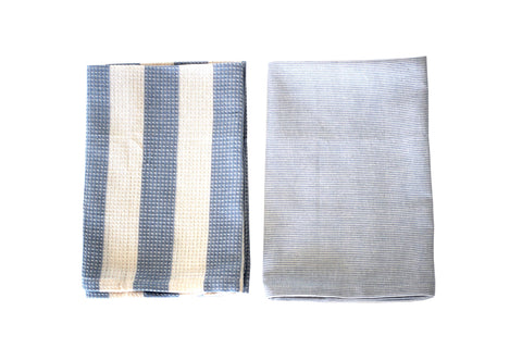 Light Blue Striped Tea Towel Set