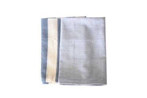 Light Blue Striped Tea Towel Set