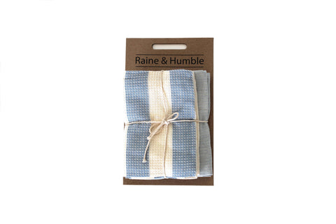 Light Blue Striped Tea Towel Set