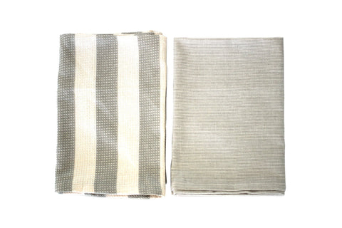 Saged Striped Tea Towel Set